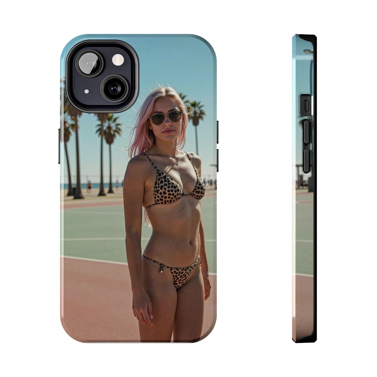 Bikini Beach Tough Phone Case — Sunlit Palm Boardwalk Phone Cover