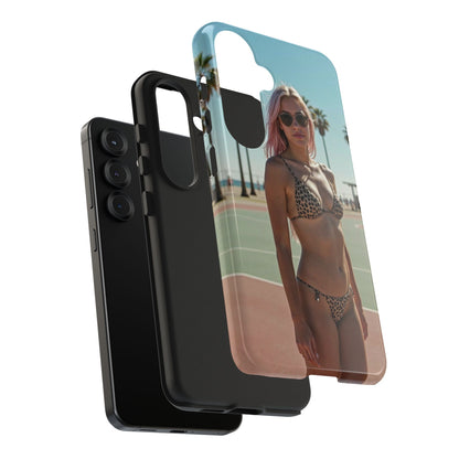 Bikini Beach Tough Phone Case — Sunlit Palm Boardwalk Phone Cover