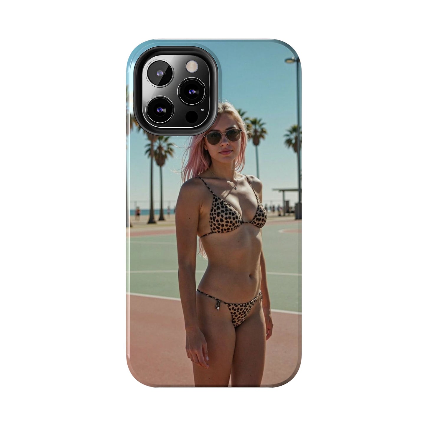 Bikini Beach Tough Phone Case — Sunlit Palm Boardwalk Phone Cover