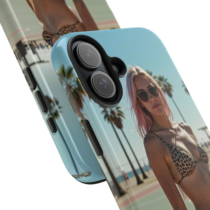 Bikini Beach Tough Phone Case — Sunlit Palm Boardwalk Phone Cover