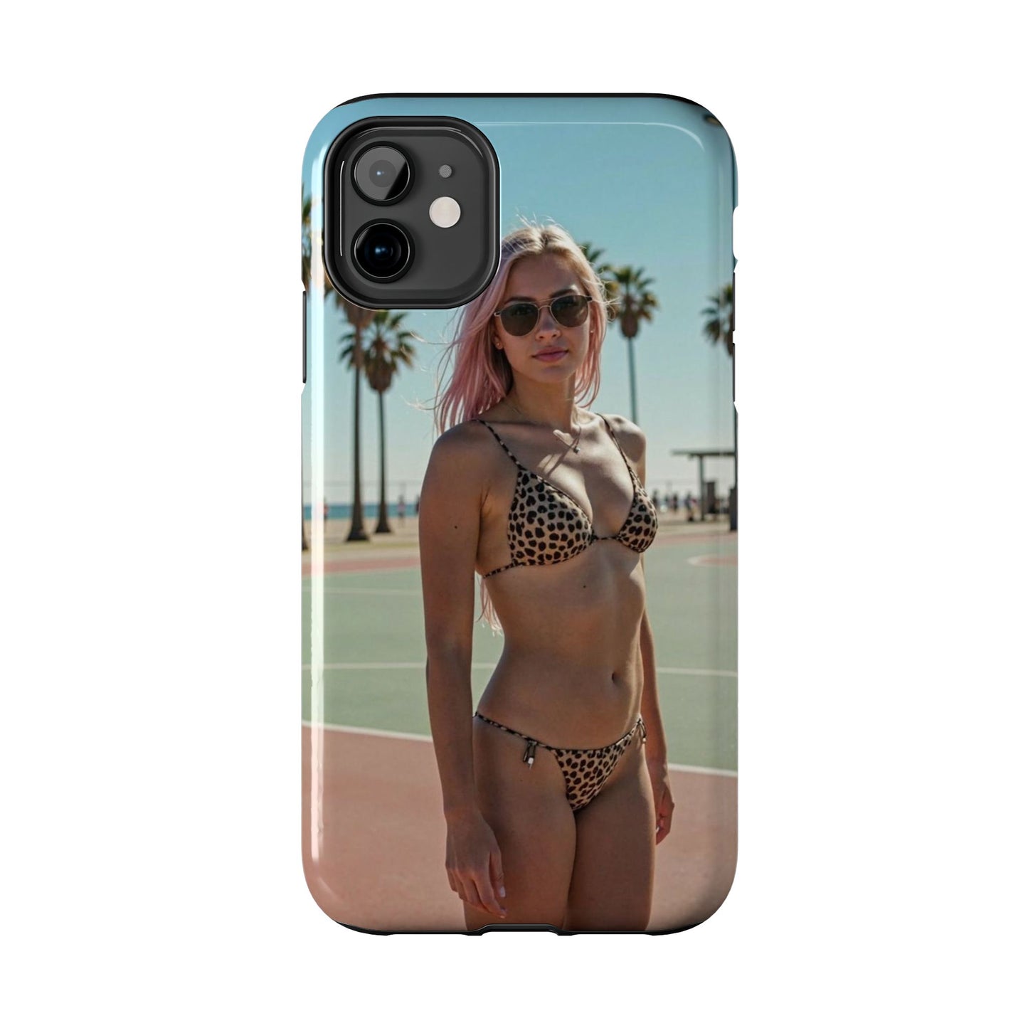 Bikini Beach Tough Phone Case — Sunlit Palm Boardwalk Phone Cover