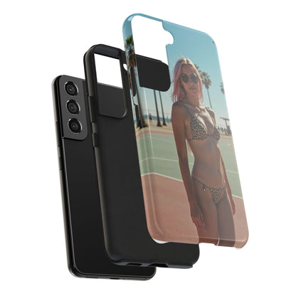 Bikini Beach Tough Phone Case — Sunlit Palm Boardwalk Phone Cover