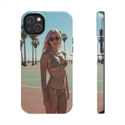 Bikini Beach Tough Phone Case — Sunlit Palm Boardwalk Phone Cover