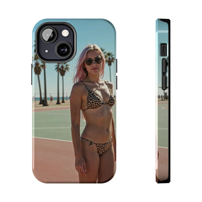 Bikini Beach Tough Phone Case — Sunlit Palm Boardwalk Phone Cover