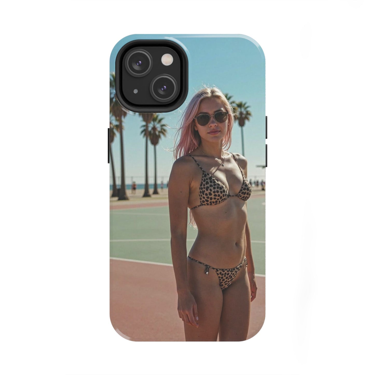 Bikini Beach Tough Phone Case — Sunlit Palm Boardwalk Phone Cover