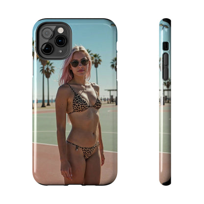Bikini Beach Tough Phone Case — Sunlit Palm Boardwalk Phone Cover