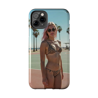 Bikini Beach Tough Phone Case — Sunlit Palm Boardwalk Phone Cover