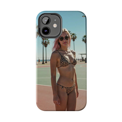 Bikini Beach Tough Phone Case — Sunlit Palm Boardwalk Phone Cover