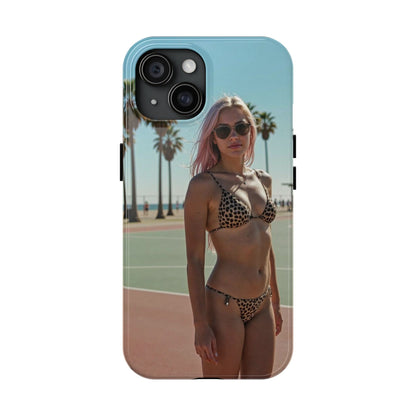 Bikini Beach Tough Phone Case — Sunlit Palm Boardwalk Phone Cover