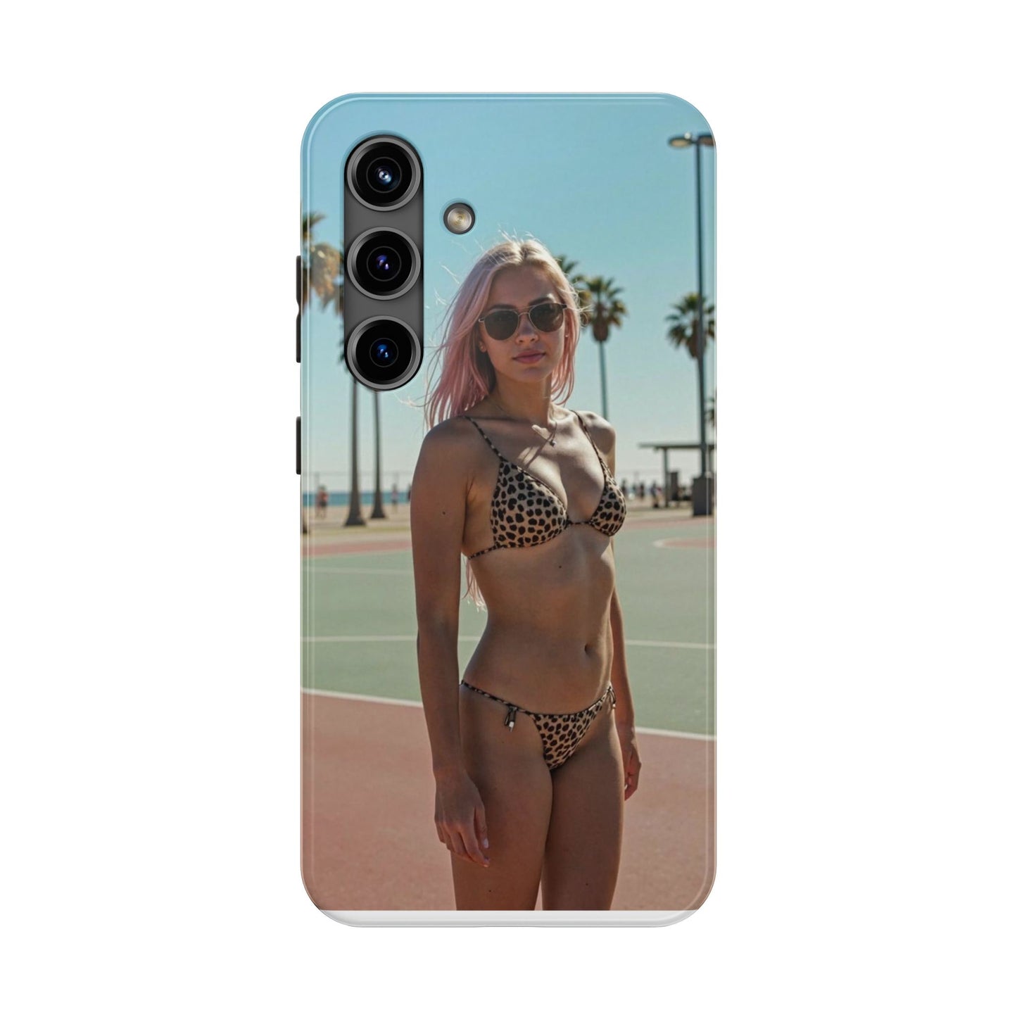 Bikini Beach Tough Phone Case — Sunlit Palm Boardwalk Phone Cover