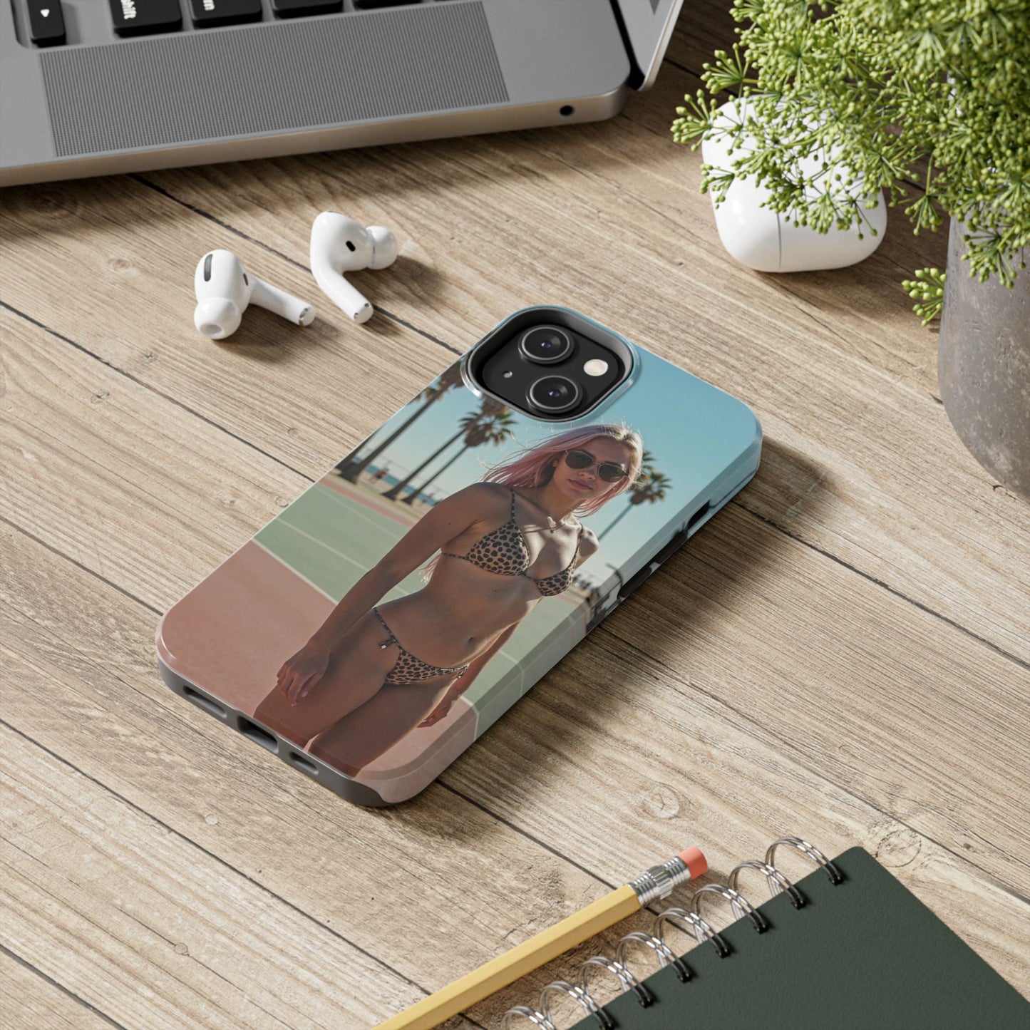 Bikini Beach Tough Phone Case — Sunlit Palm Boardwalk Phone Cover