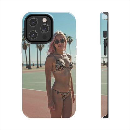 Bikini Beach Tough Phone Case — Sunlit Palm Boardwalk Phone Cover