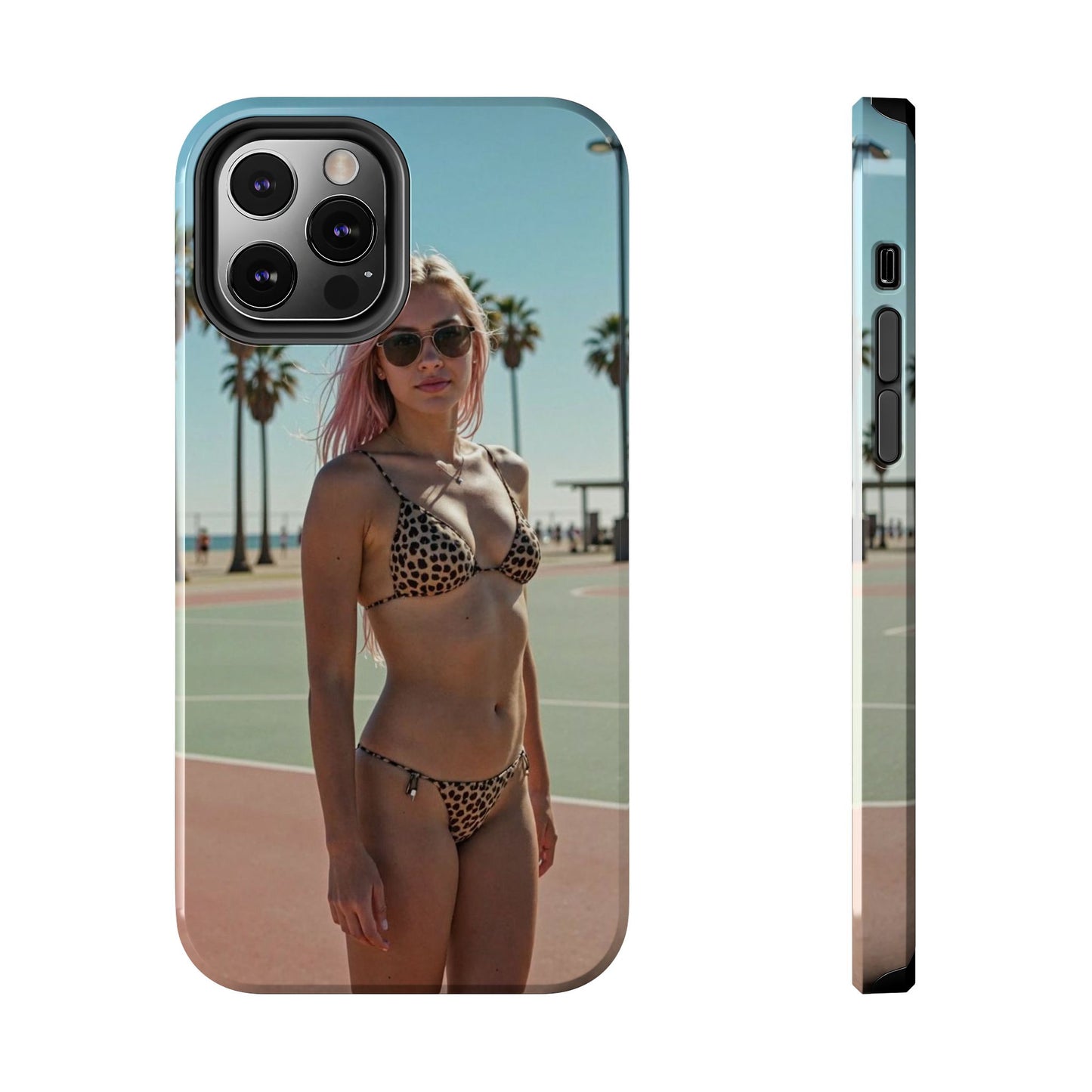 Bikini Beach Tough Phone Case — Sunlit Palm Boardwalk Phone Cover
