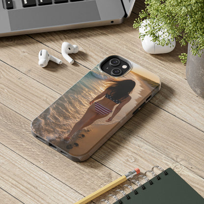 Beach Sunset Phone Case — American Flag Bikini Girl Tough Protective Cover