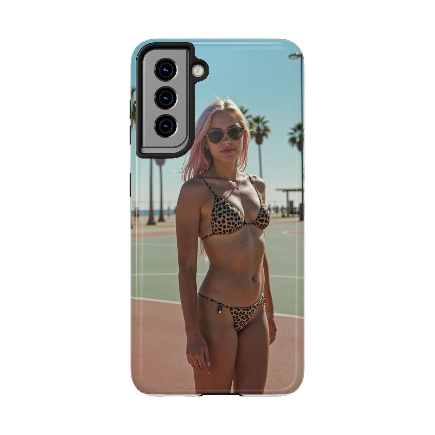 Bikini Beach Tough Phone Case — Sunlit Palm Boardwalk Phone Cover