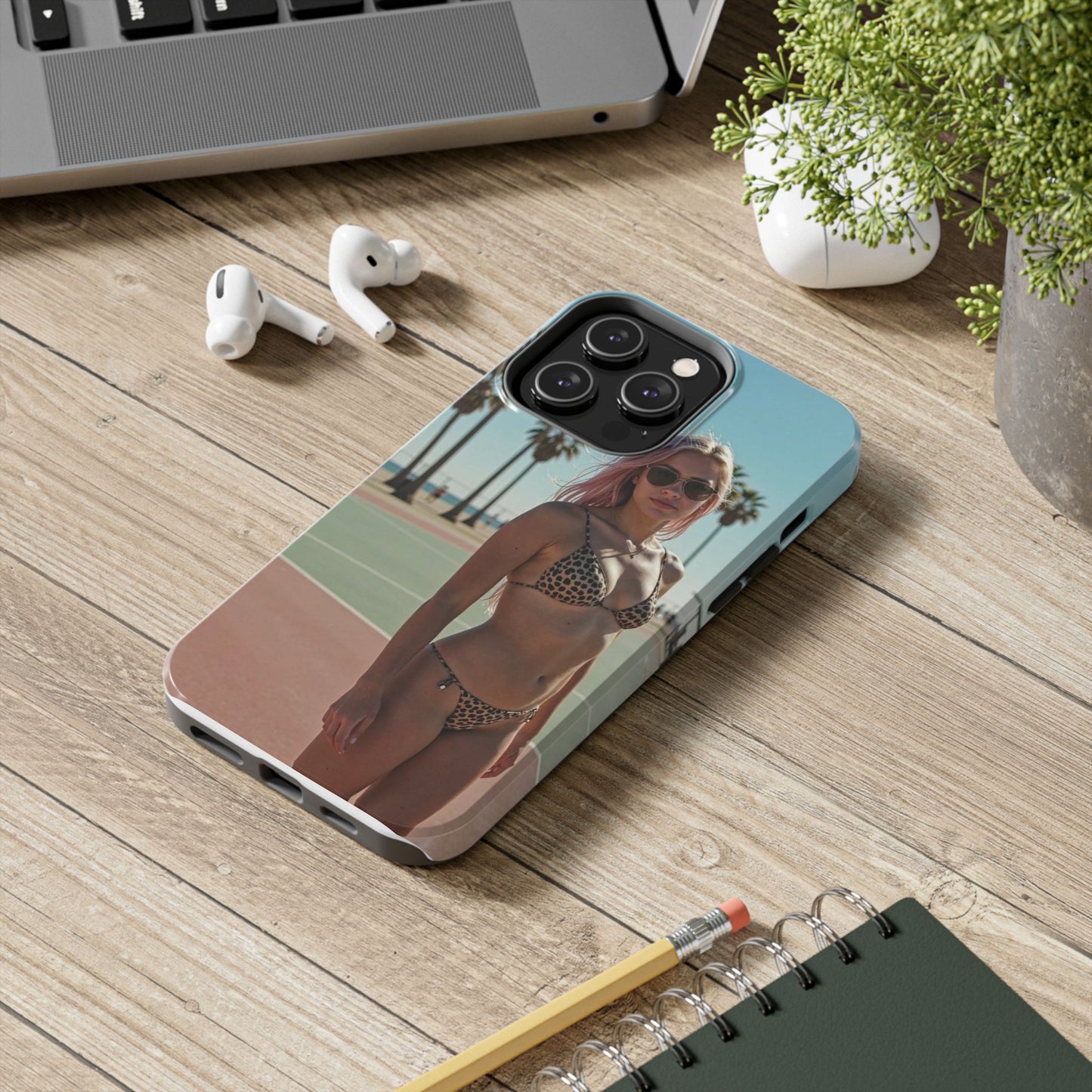 Bikini Beach Tough Phone Case — Sunlit Palm Boardwalk Phone Cover