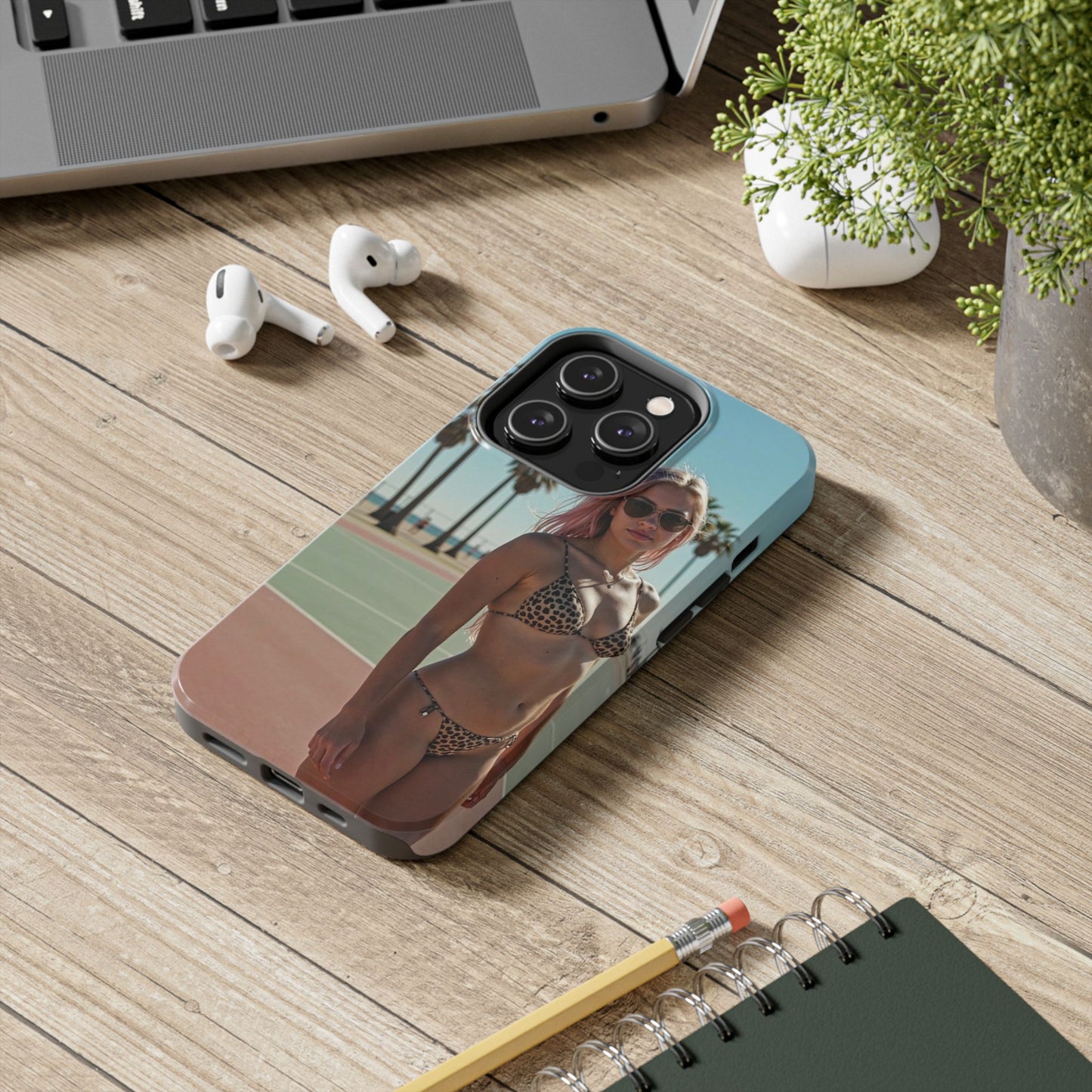 Bikini Beach Tough Phone Case — Sunlit Palm Boardwalk Phone Cover