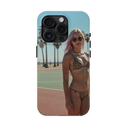 Bikini Beach Tough Phone Case — Sunlit Palm Boardwalk Phone Cover
