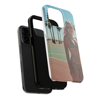 Bikini Beach Tough Phone Case — Sunlit Palm Boardwalk Phone Cover