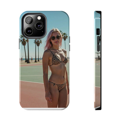 Bikini Beach Tough Phone Case — Sunlit Palm Boardwalk Phone Cover