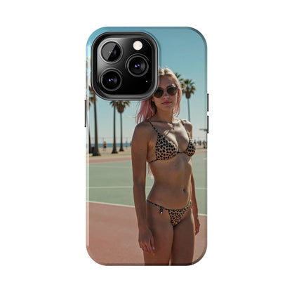 Bikini Beach Tough Phone Case — Sunlit Palm Boardwalk Phone Cover
