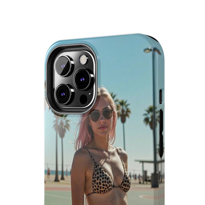 Bikini Beach Tough Phone Case — Sunlit Palm Boardwalk Phone Cover