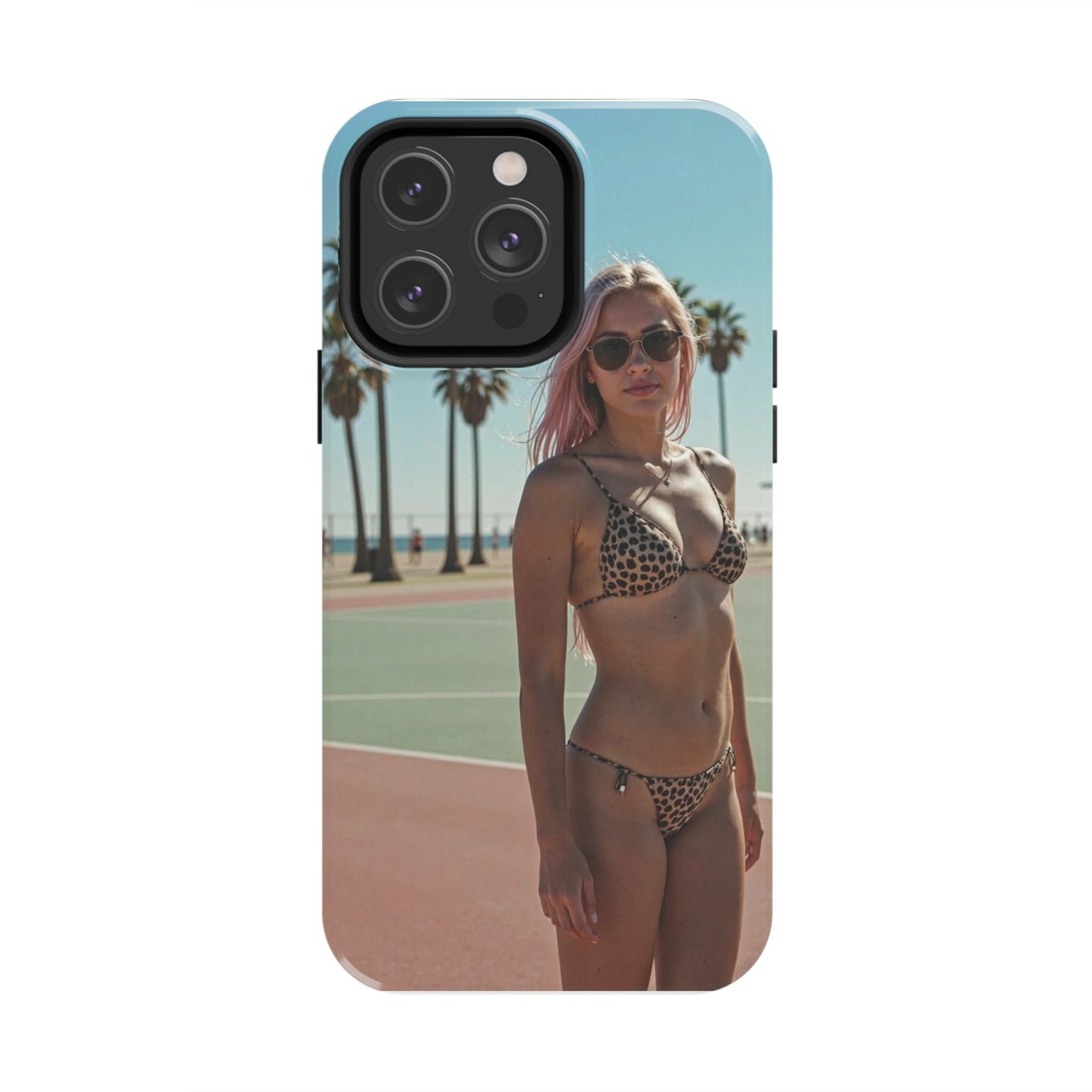 Bikini Beach Tough Phone Case — Sunlit Palm Boardwalk Phone Cover