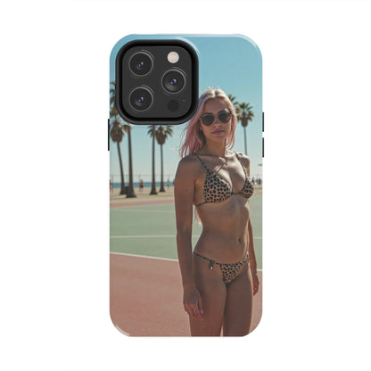 Bikini Beach Tough Phone Case — Sunlit Palm Boardwalk Phone Cover