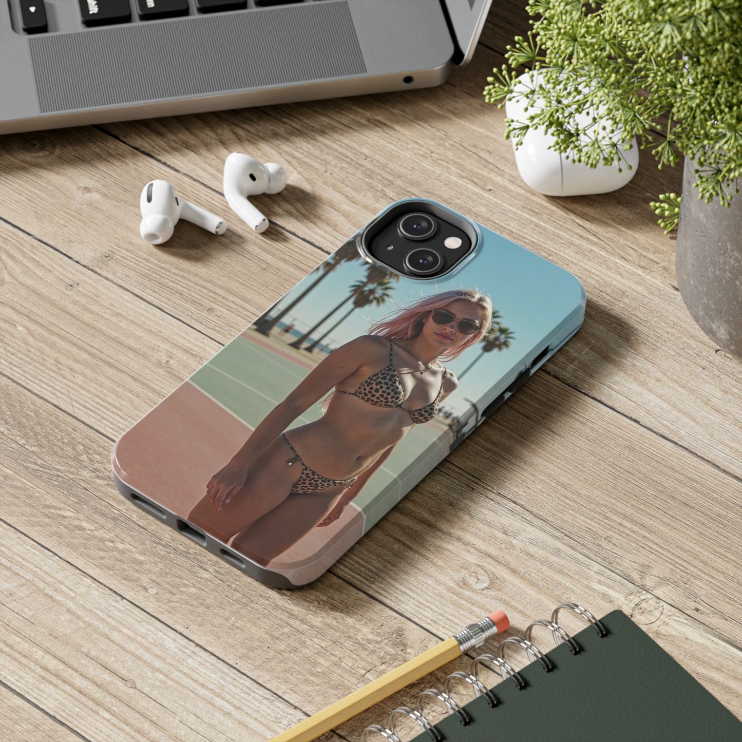 Bikini Beach Tough Phone Case — Sunlit Palm Boardwalk Phone Cover