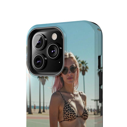 Bikini Beach Tough Phone Case — Sunlit Palm Boardwalk Phone Cover