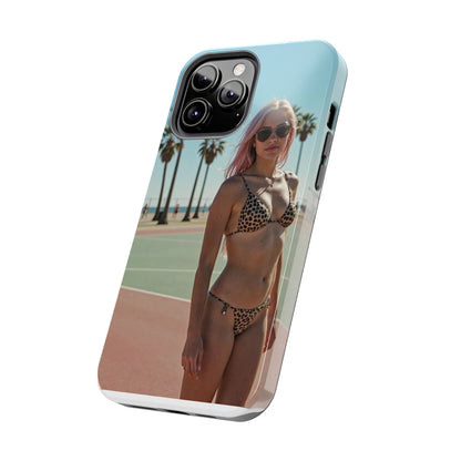 Bikini Beach Tough Phone Case — Sunlit Palm Boardwalk Phone Cover