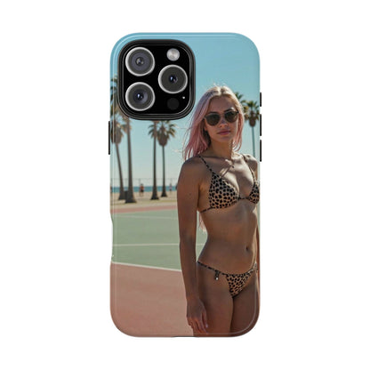 Bikini Beach Tough Phone Case — Sunlit Palm Boardwalk Phone Cover