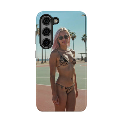 Bikini Beach Tough Phone Case — Sunlit Palm Boardwalk Phone Cover