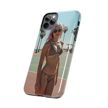 Bikini Beach Tough Phone Case — Sunlit Palm Boardwalk Phone Cover