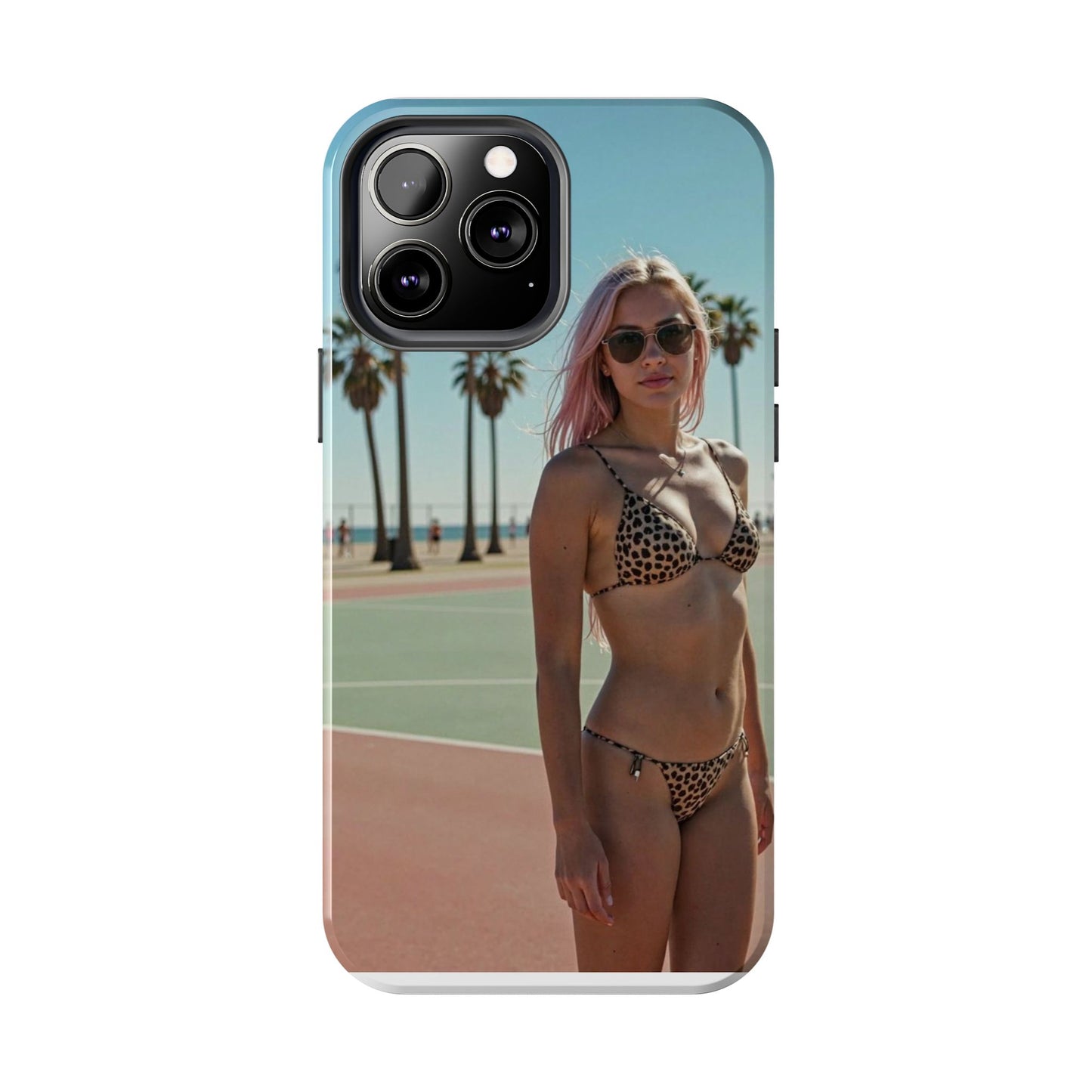 Bikini Beach Tough Phone Case — Sunlit Palm Boardwalk Phone Cover
