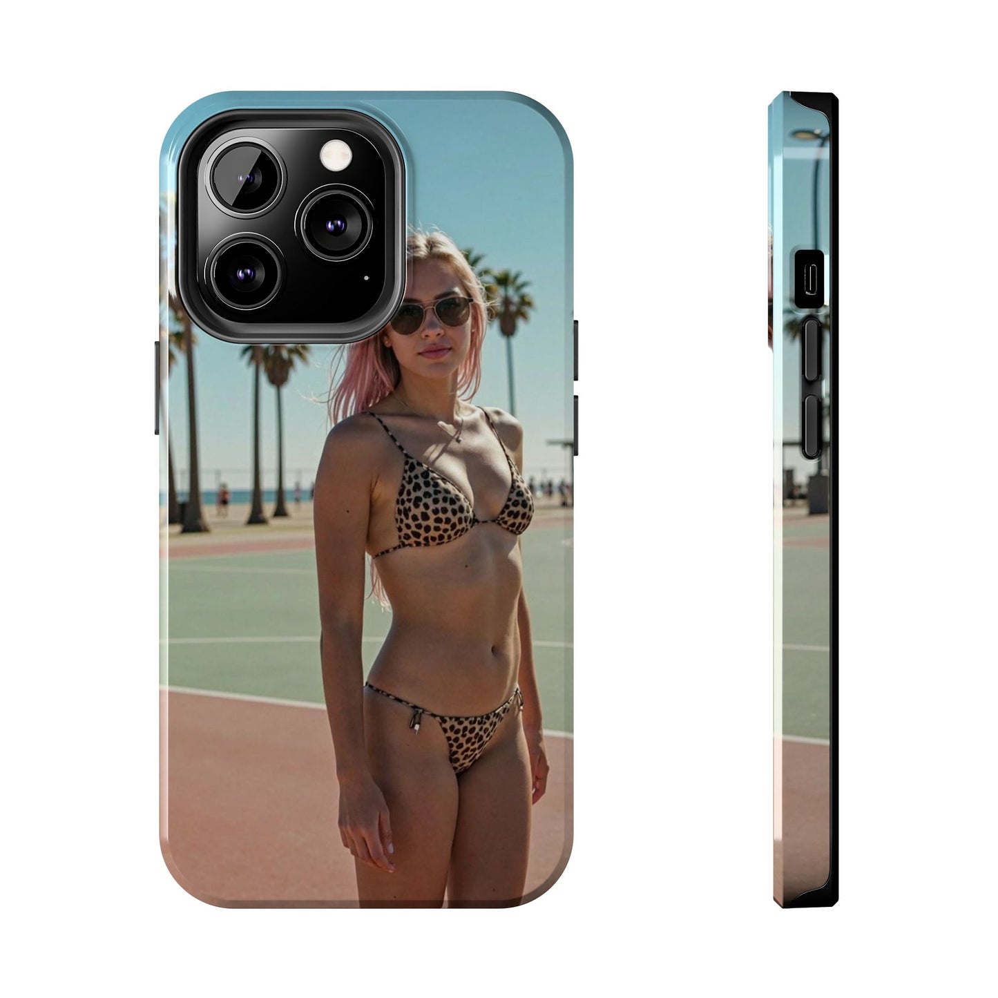 Bikini Beach Tough Phone Case — Sunlit Palm Boardwalk Phone Cover