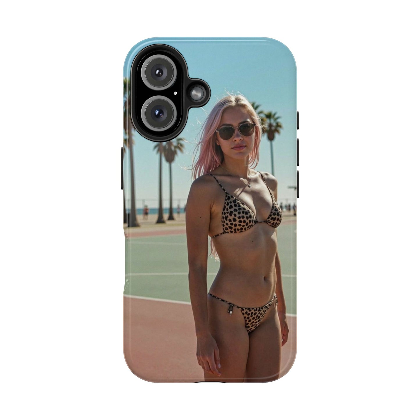 Bikini Beach Tough Phone Case — Sunlit Palm Boardwalk Phone Cover