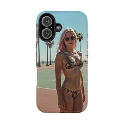 Bikini Beach Tough Phone Case — Sunlit Palm Boardwalk Phone Cover