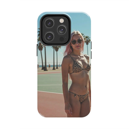 Bikini Beach Tough Phone Case — Sunlit Palm Boardwalk Phone Cover