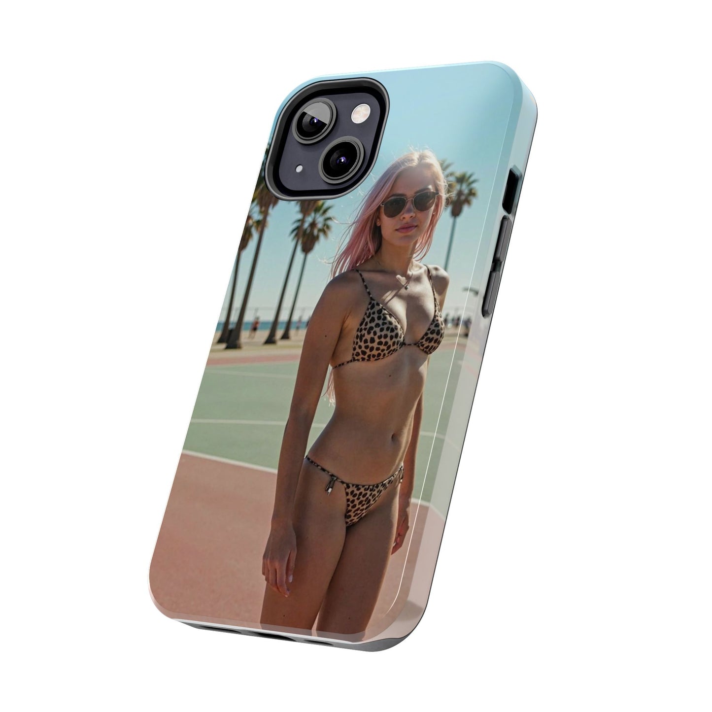 Bikini Beach Tough Phone Case — Sunlit Palm Boardwalk Phone Cover