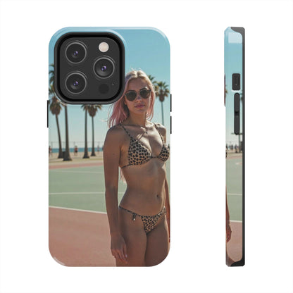 Bikini Beach Tough Phone Case — Sunlit Palm Boardwalk Phone Cover