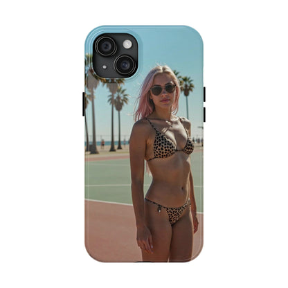Bikini Beach Tough Phone Case — Sunlit Palm Boardwalk Phone Cover