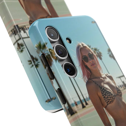 Bikini Beach Tough Phone Case — Sunlit Palm Boardwalk Phone Cover