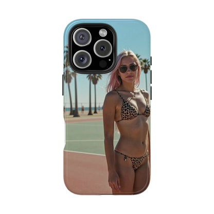 Bikini Beach Tough Phone Case — Sunlit Palm Boardwalk Phone Cover