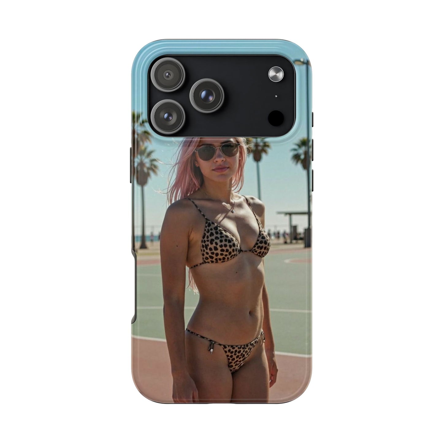 Bikini Beach Tough Phone Case — Sunlit Palm Boardwalk Phone Cover