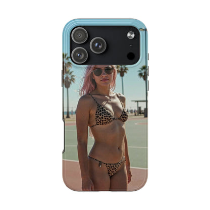 Bikini Beach Tough Phone Case — Sunlit Palm Boardwalk Phone Cover