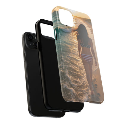 Beach Sunset Phone Case — American Flag Bikini Girl Tough Protective Cover