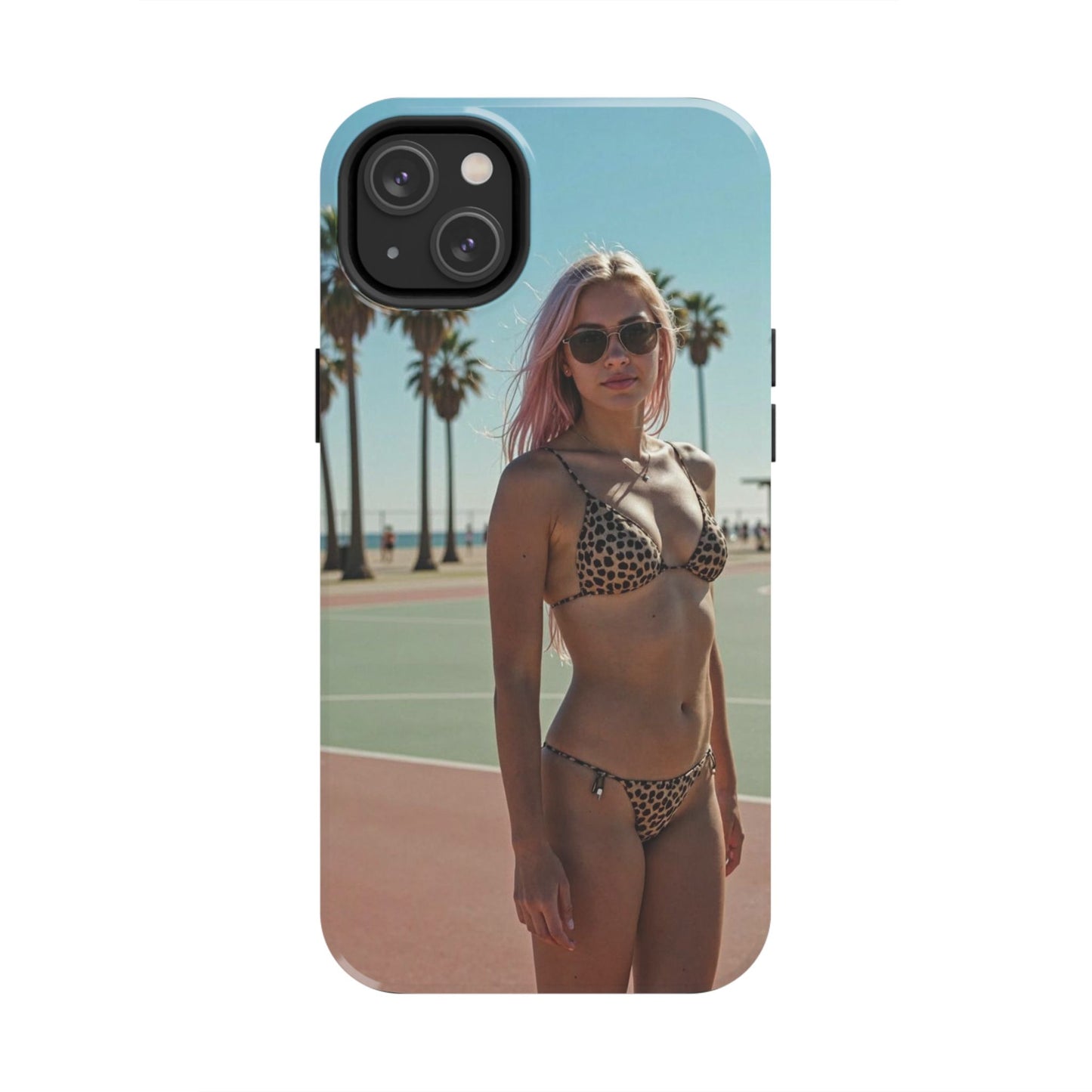 Bikini Beach Tough Phone Case — Sunlit Palm Boardwalk Phone Cover