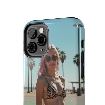 Bikini Beach Tough Phone Case — Sunlit Palm Boardwalk Phone Cover