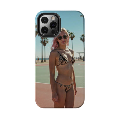 Bikini Beach Tough Phone Case — Sunlit Palm Boardwalk Phone Cover